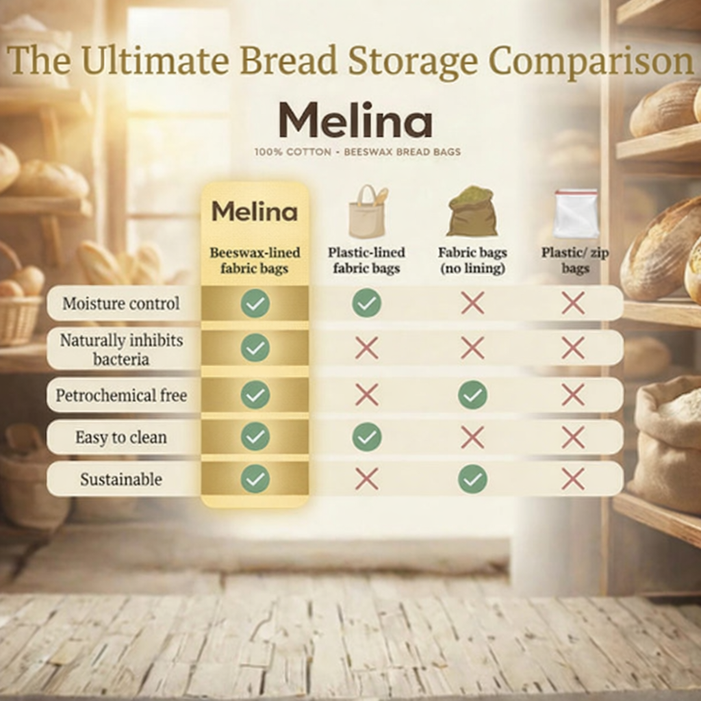 Melina 100% Cotton-Beeswax Bread Bags