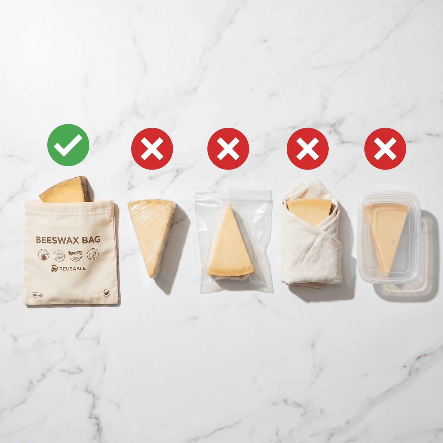 Melina 100% Cotton-Beeswax Cheese Bags
